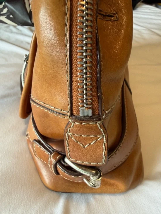 Michael Kors Cognac Leather Satchel with Silver Hardware - Picture 5 of 8